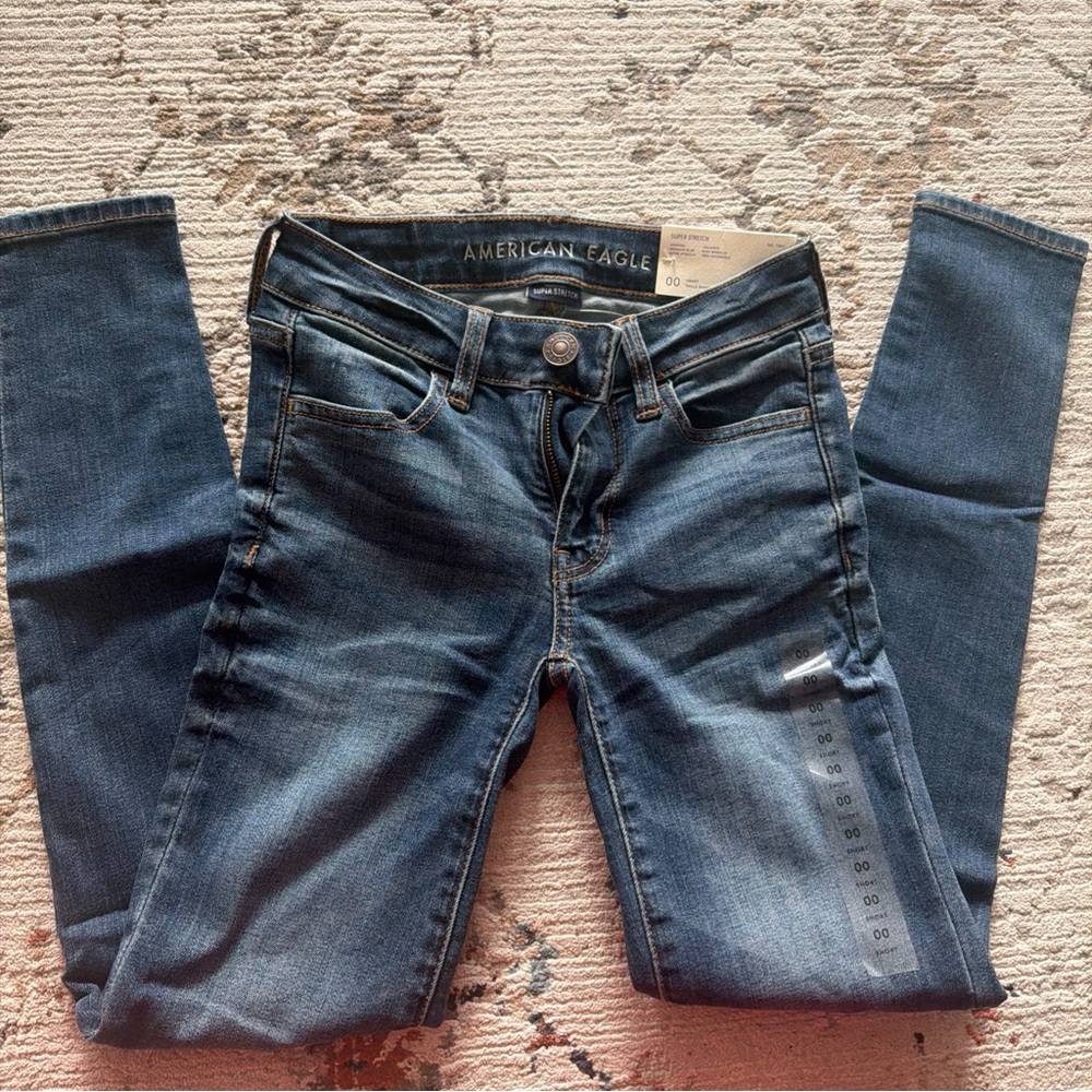 American Eagle Outfitters Women's Blue Jeans Jeggings NWT 00 short super stretch